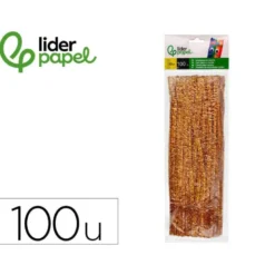 LIMPIAPIPAS DE CHENILLA LIDERPAPEL 30 CM COLOR ORO BOLSA DE 100 UNIDADES