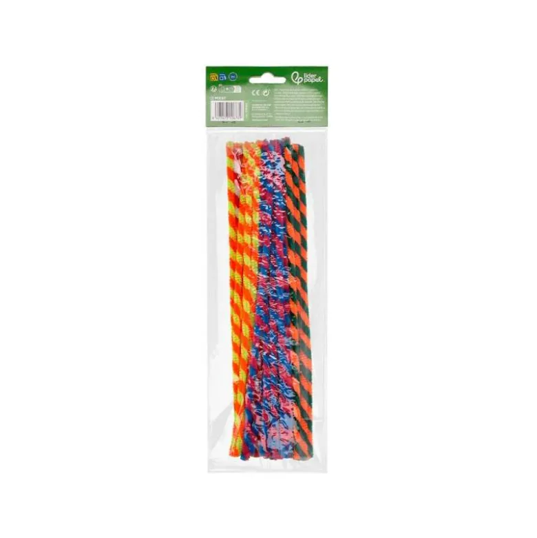 LIMPIAPIPAS DE CHENILLA LIDERPAPEL 30 CM DOS COLORES MATE SURTIDOS BOLSA DE 30 UNIDADES