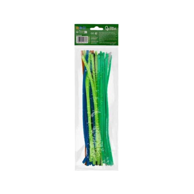LIMPIAPIPAS DE CHENILLA LIDERPAPEL 30 CM COLORES MATE SURTIDOS BOLSA DE 30 UNIDADES
