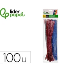 LIMPIAPIPAS DE CHENILLA LIDERPAPEL 30 CM COLORES BRILLANTES SURTIDOS BOLSA DE 100 UNIDADES