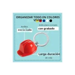 LLAVERO CASCO DE SEGURIDAD ACRILICO RECICLADO PACK DE 5 UNIDADES COLORES SURTIDOS