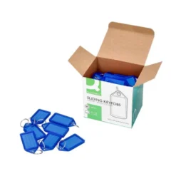 LLAVERO PORTAETIQUETAS Q-CONNECT PREMIUM COLOR AZUL CAJA DE 40 UNIDADES