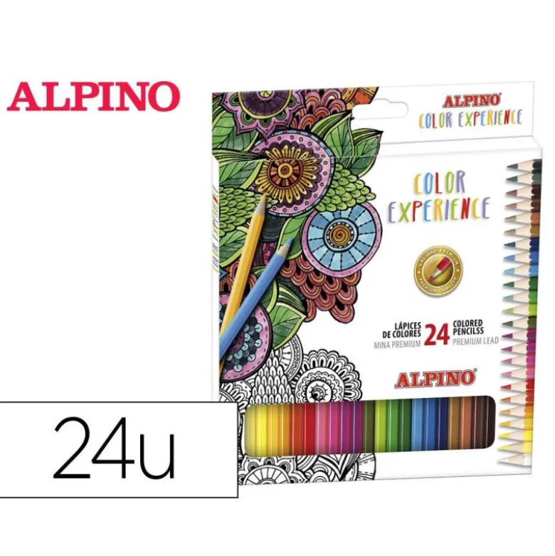 Lápices de colores alpino experience mina premium 3,3 mm caja cartón de 24 unidades colores