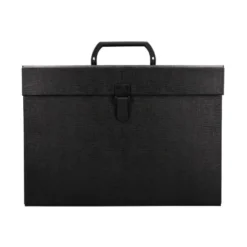 MALETIN LIDERPAPEL CON FUELLE Y ASA CARTON FORRADO 19 DEPARTAMENTOS 255X390X120 MM COLOR NEGRO