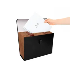 MALETIN LIDERPAPEL CON FUELLE Y ASA CARTON FORRADO 19 DEPARTAMENTOS 255X390X120 MM COLOR NEGRO
