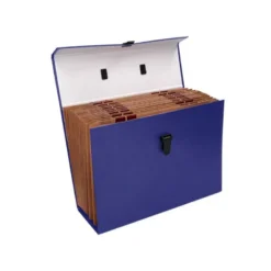 MALETIN LIDERPAPEL CON FUELLE Y ASA CARTON FORRADO 19 DEPARTAMENTOS 255X390X120 MM COLOR AZUL