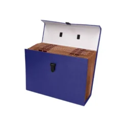 MALETIN LIDERPAPEL CON FUELLE Y ASA CARTON FORRADO 19 DEPARTAMENTOS 255X390X120 MM COLOR AZUL