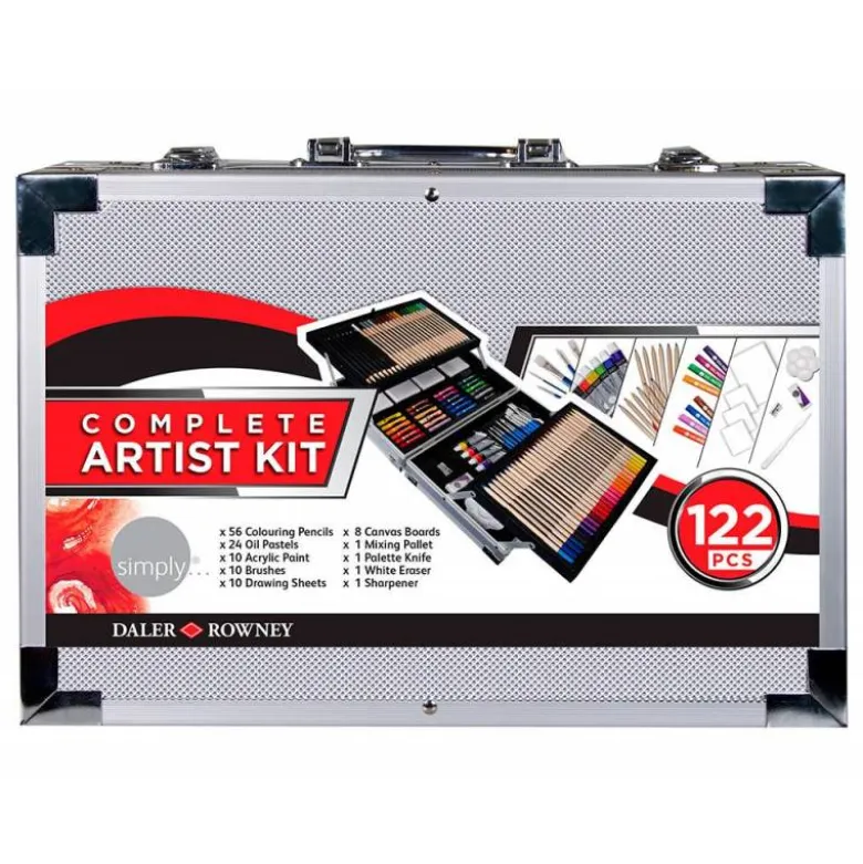 MALETIN DE PINTURAS DALER ROWNEY METALICO 122 PIEZAS 347X94X240 MM