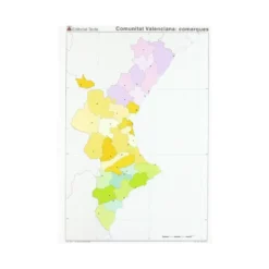 Mapa Mudo de Comunidad Valenciana DIN A4 Político Color