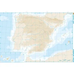 Mapa mudo de España fisico blanco y negro