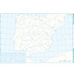 Mapa mudo de España político blanco y negro