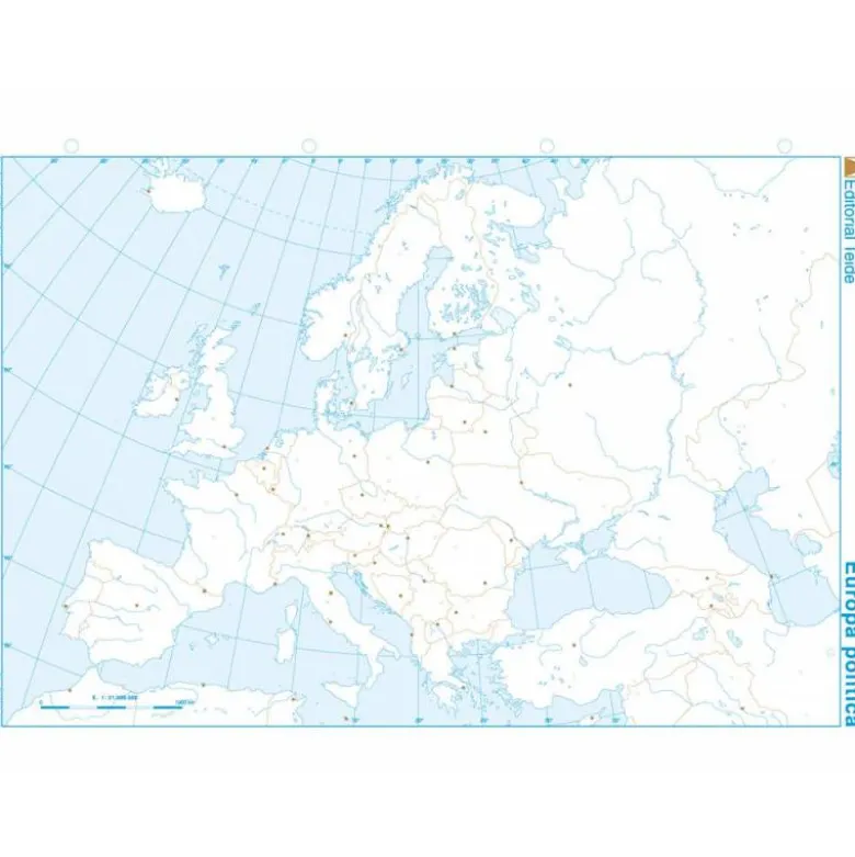 Mapa mudo de Europa politico blanco y negro