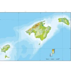 Mapa Mudo de Islas Baleares DIN A4 Físico Color