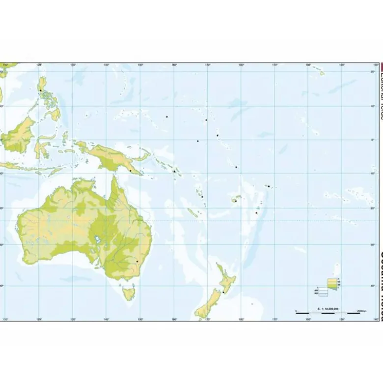 Mapa mudo de Oceania fisico