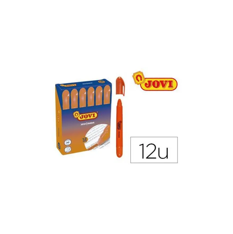 MARCADOR DE CERA GEL JOVI FLUORESCENTE NARANJA CAJA DE 12 UNIDADES