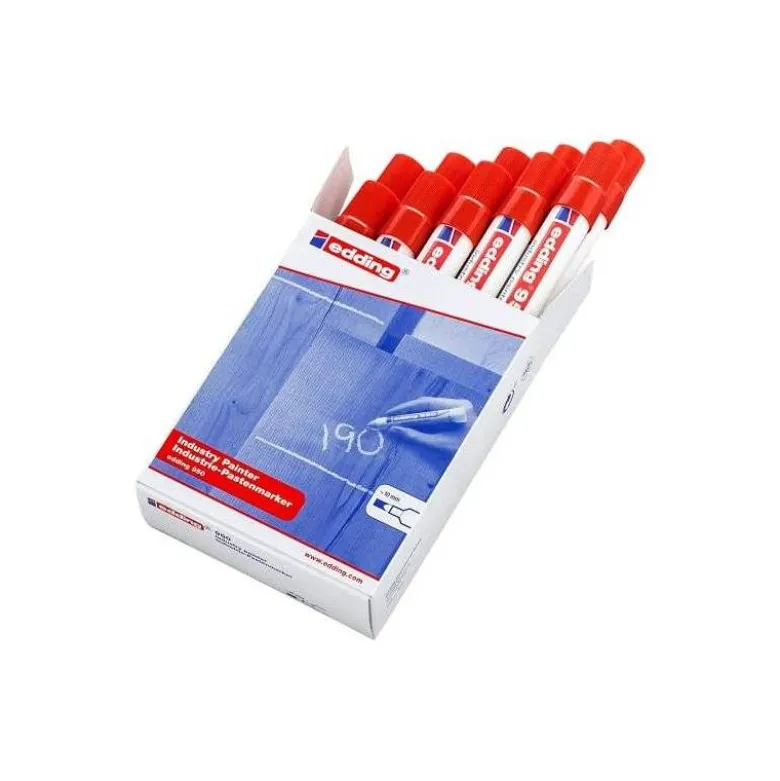 MARCADOR EDDING PERMANENTE 950 PASTA OPACA ROJO PUNTA REDONDA 10 MM PARA SUPERFICIES OXIDADAS/RUGOSAS