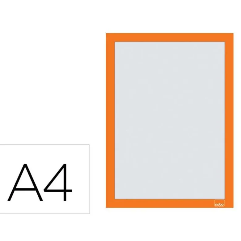 MARCO PORTA ANUNCIOS NOBO DIN A4 MARCO MAGNETICO AUTOADHESIVO COLOR NARANJA PACK DE 2 UNIDADES