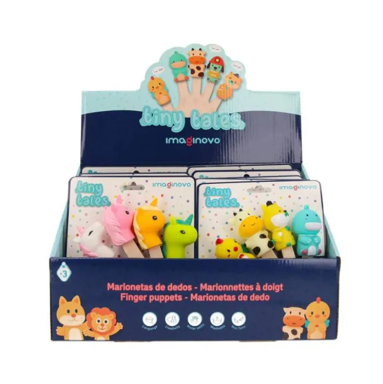 MARIONETAS DE DEDOS IMAGINOVO TINY TALES PVC EXPOSITOR DE CARTON SOBREMESA 10 UNIDADES SURTIDAS 360X235X320 MM