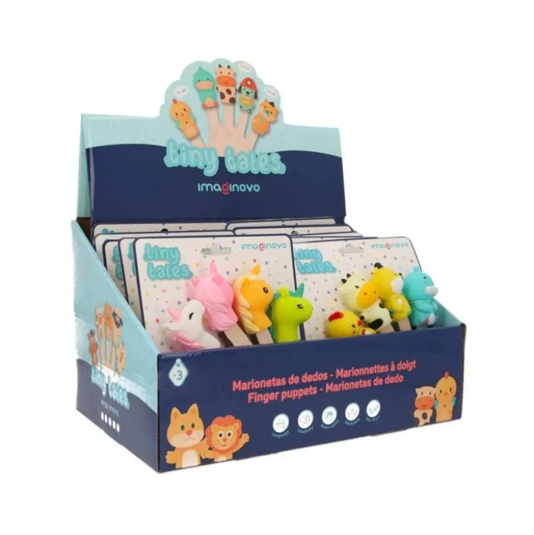 MARIONETAS DE DEDOS IMAGINOVO TINY TALES PVC EXPOSITOR DE CARTON SOBREMESA 10 UNIDADES SURTIDAS 360X235X320 MM