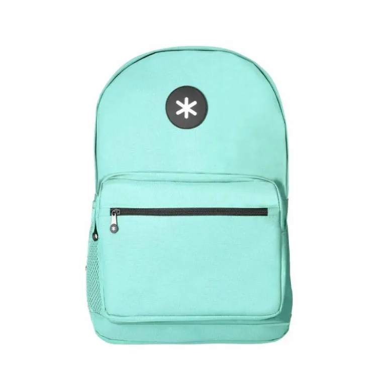 MOCHILA ANTARTIK CON ASA Y BOLSILLO FRONTAL CON CREMALLERA COLOR VERDE MENTA 320X140X430 MM