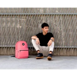 MOCHILA ANTARTIK CON ASA Y BOLSILLO FRONTAL CONCREMALLERA COLOR CORAL 320X140X430 MM