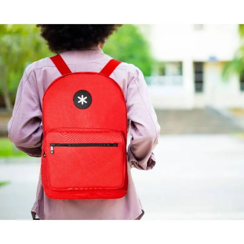 MOCHILA ANTARTIK CON ASA Y BOLSILLO FRONTAL CON CREMALLERA COLOR ROJO 320X140X430 MM