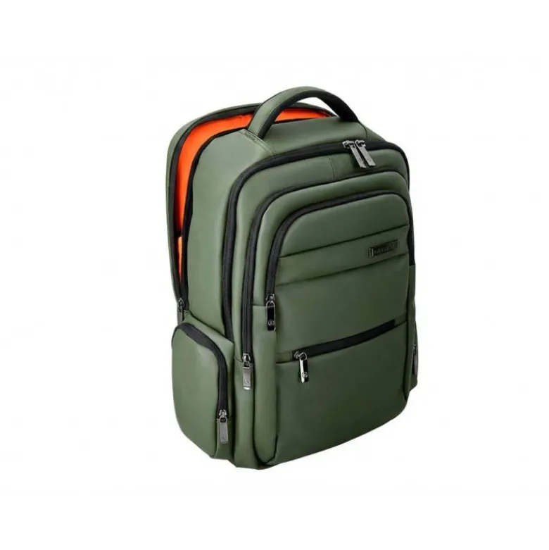 MOCHILA ANTARTIK VOLT 5 COMPARTIMENTOS COLOR VERDE MILITAR INTERIOR NARANJA 450X180X330 MM