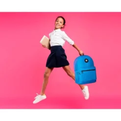 MOCHILA ESCOLAR ANTARTIK CON ASA Y BOLSILLO FRONTAL COLOR AZUL 320X140X430 MM