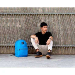 MOCHILA ESCOLAR ANTARTIK CON ASA Y BOLSILLO FRONTAL COLOR AZUL 320X140X430 MM