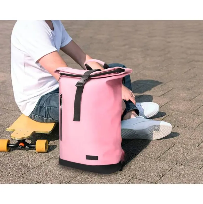 MOCHILA ESCOLAR ANTARTIK WATER PROOF ENROLLABLE DISEÑO CASUAL COLOR ROSA 480X130X280 MM