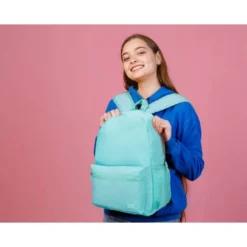 MOCHILA ESCOLAR LIDERPAPEL BOLSILLO LATERAL ELASTICO COLOR AZUL CELESTE 400X125X300