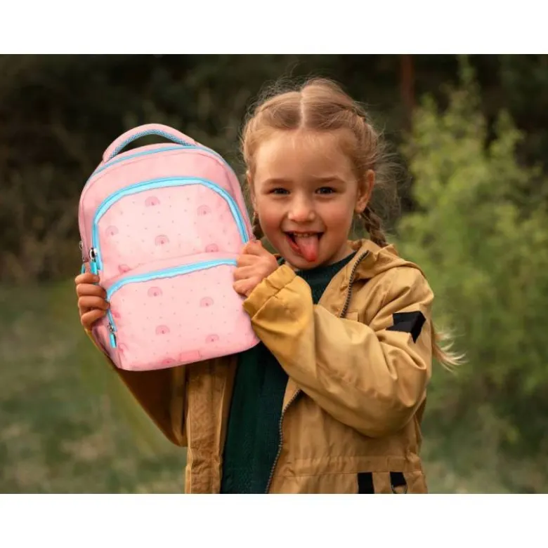 MOCHILA ESCOLAR LIDERPAPEL MULTIBOLSILLO INFANTIL RAINBOWS ROSA 350X110X270 MM