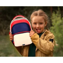 MOCHILA ESCOLAR LIDERPAPEL MULTIBOLSILLO INFANTIL AZUL MARINO ROJO BEIGE 350X110X270 MM