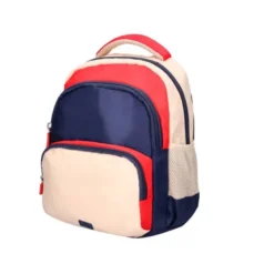 MOCHILA ESCOLAR LIDERPAPEL MULTIBOLSILLO INFANTIL AZUL MARINO ROJO BEIGE 350X110X270 MM