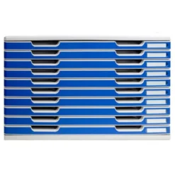MODULO CAJONES SOBREMESA EXACOMPTA CLASSIC 10 CAJONES POLIESTIRENO DIN A3 GRIS CLARO/AZUL 576X320X350 MM