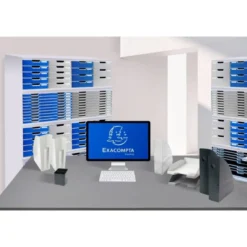 MODULO CAJONES SOBREMESA EXACOMPTA SYSTEM 5 CAJONES POLIESTIRENO DIN A3 AZUL/GRIS 350X288X320 MM