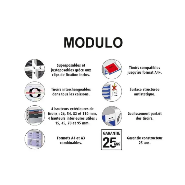MODULO CAJONES SOBREMESA EXACOMPTA SYSTEM 5 CAJONES POLIESTIRENO DIN A3 AZUL/GRIS 350X288X320 MM