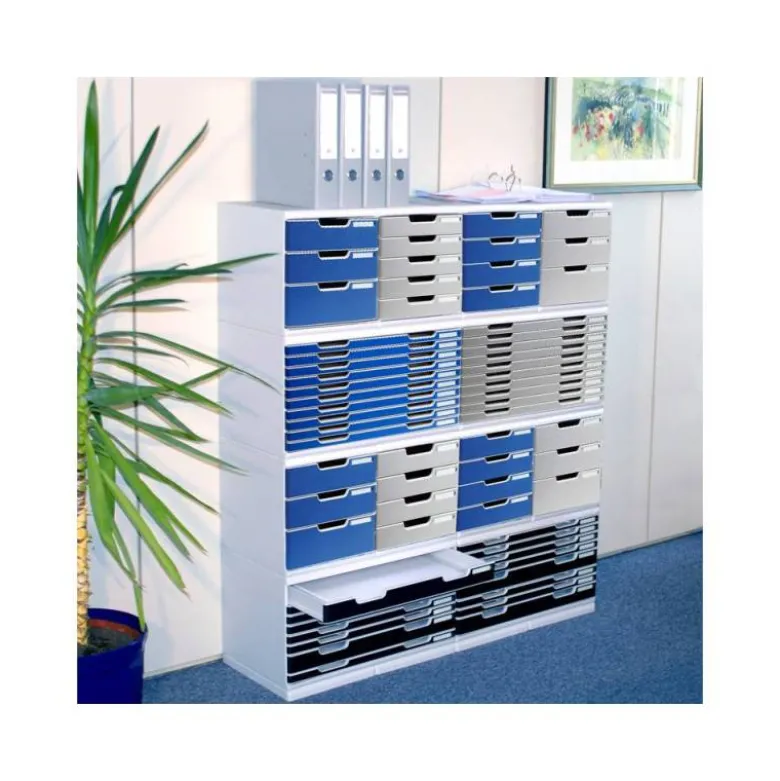 MODULO CAJONES SOBREMESA EXACOMPTA SYSTEM 5 CAJONES POLIESTIRENO DIN A3 AZUL/GRIS 350X288X320 MM