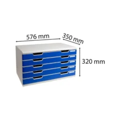 MODULO CAJONES SOBREMESA EXACOMPTA SYSTEM 5 CAJONES POLIESTIRENO DIN A3 AZUL/GRIS 350X288X320 MM