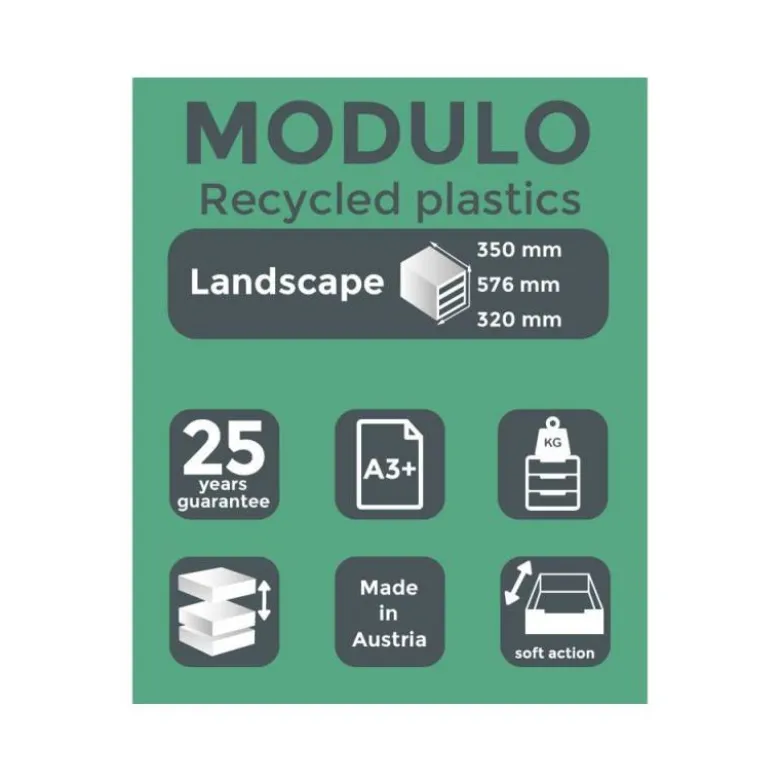MODULO CAJONES SOBREMESA EXACOMPTA SYSTEM 5 CAJONES POLIESTIRENO DIN A3 AZUL/GRIS 350X288X320 MM
