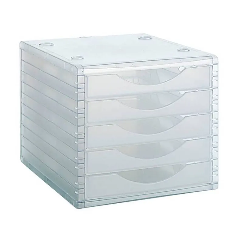 Modulo 5 cajones sobremesa marca Archivo 2000 transparente