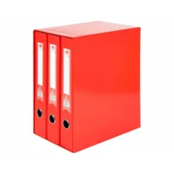 Modulo Liderpapel 3 archivadores folio 2 anillas mixtas 40mm rojo.