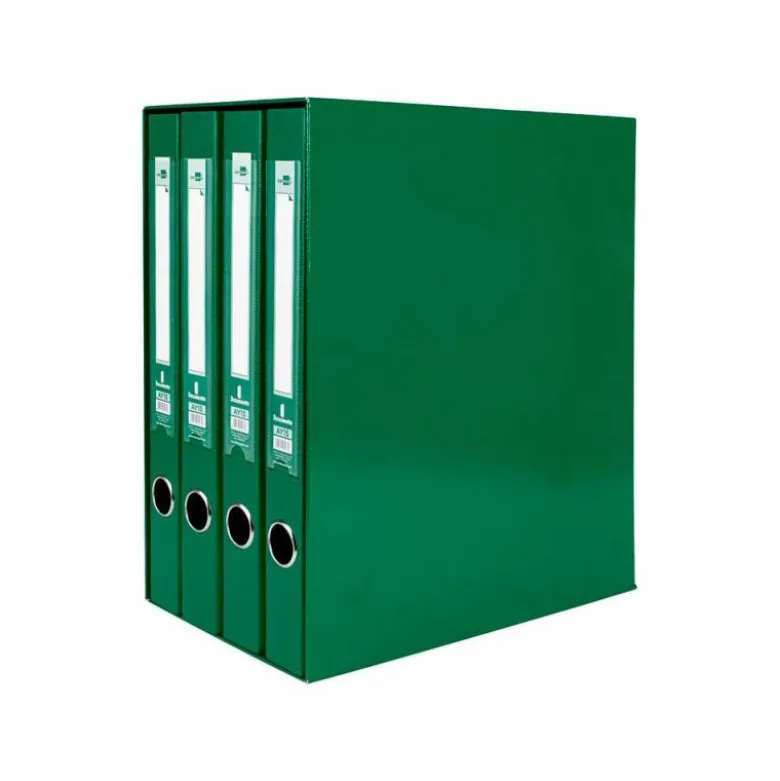 Modulo Liderpapel 4 archivadores folio 2 anillas mixtas 25mm verde.