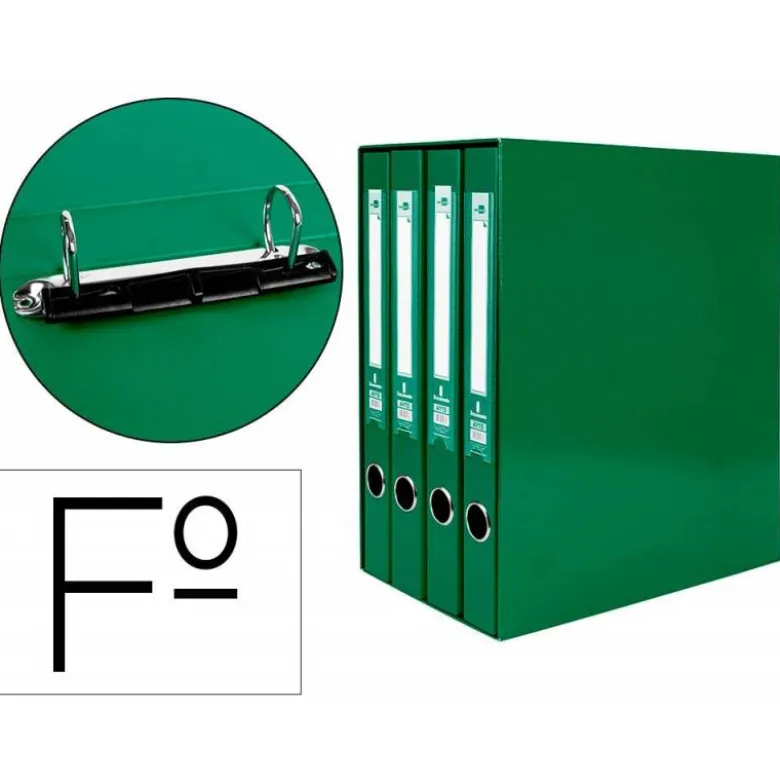 Modulo Liderpapel 4 archivadores folio 2 anillas mixtas 25mm verde.