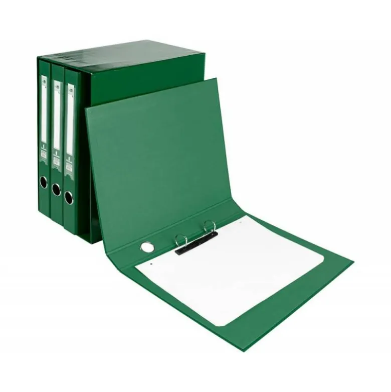 Modulo Liderpapel 4 archivadores folio 2 anillas mixtas 25mm verde.