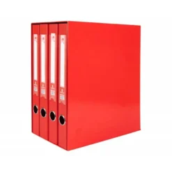 Modulo Liderpapel 4 archivadores folio 2 anillas mixtas 25mm rojo
