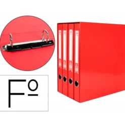 Modulo Liderpapel 4 archivadores folio 2 anillas mixtas 25mm rojo