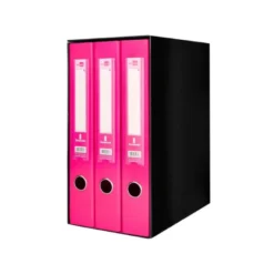 MODULO LIDERPAPEL 3 ARCHIVADORES FOLIO 2 ANILLAS MECANISMO DE PALANCA 52MM ROSA