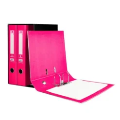 MODULO LIDERPAPEL 3 ARCHIVADORES FOLIO 2 ANILLAS MECANISMO DE PALANCA 52MM ROSA