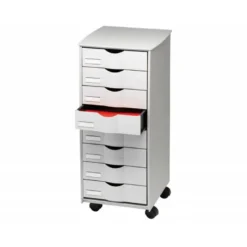 Mueble auxiliar fast-paperflow para oficina 8 cajones en color gris 5x825x382 71,5x31,6x34,3 cm